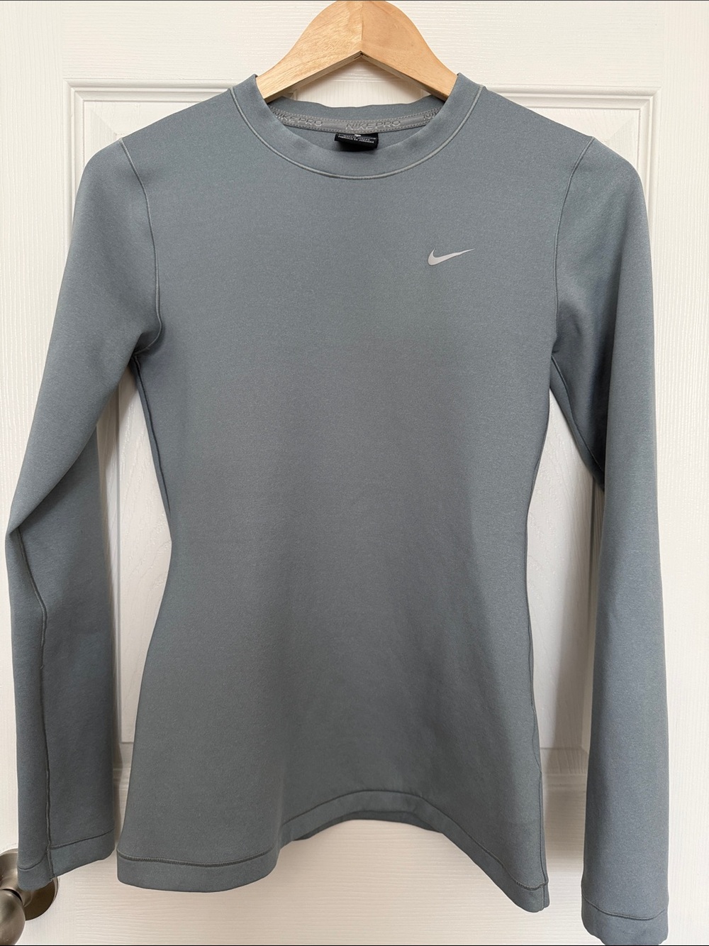 Nike Women's DRI-FIT Long Sleeve Crew Top in Gray | Size S